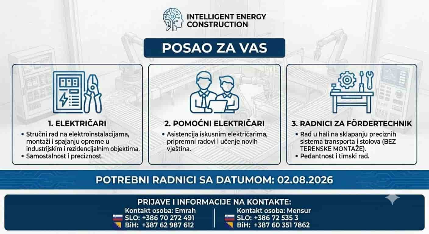 Oglas za posao: Intelligent Energy Construction prima radnike