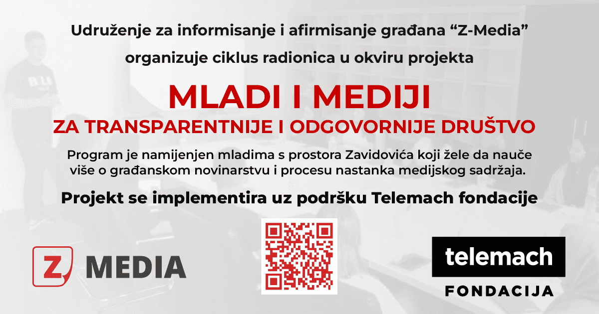 Poziv za prijave na radionice „Mladi i mediji za transparentnije i odgovornije društvo“