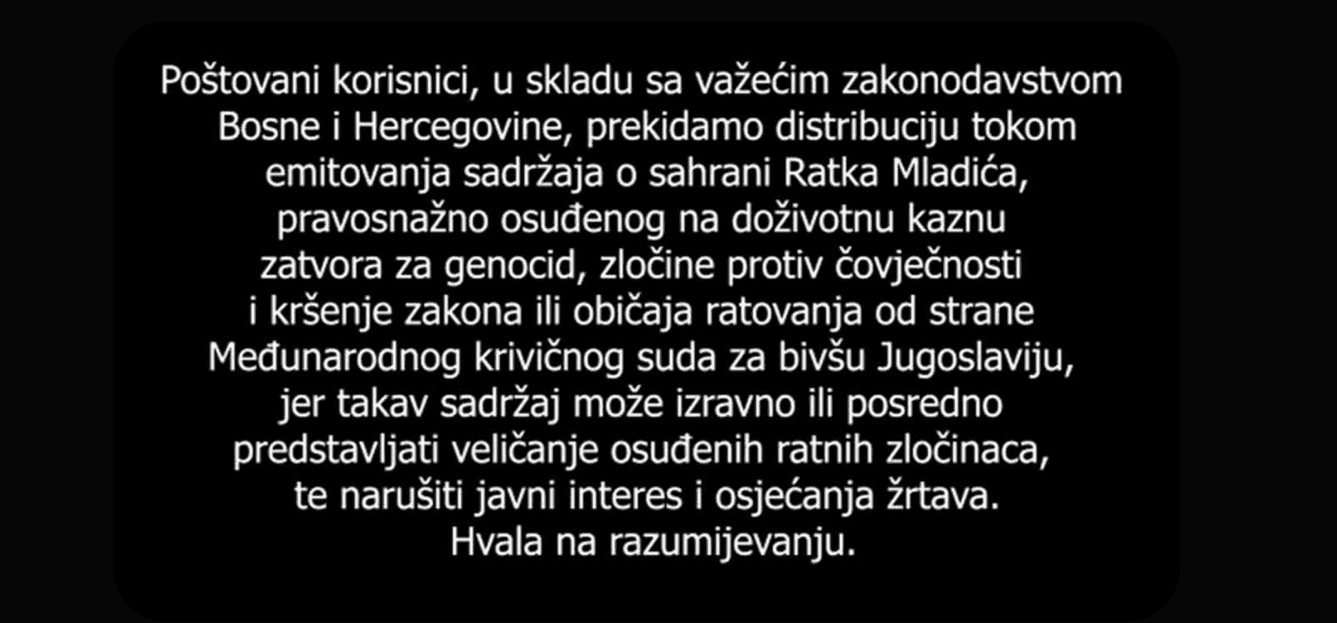 BH Telecom prekinuo distribuciju kanala koji emituju sahranu Ratku Mladiću