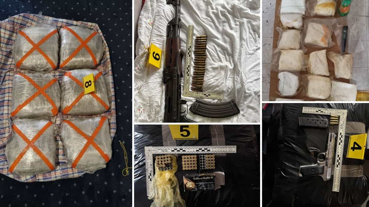 MUP ZDK: Pretresom oduzeto više od 10 kg speeda, 15 kg marihuane i oružje