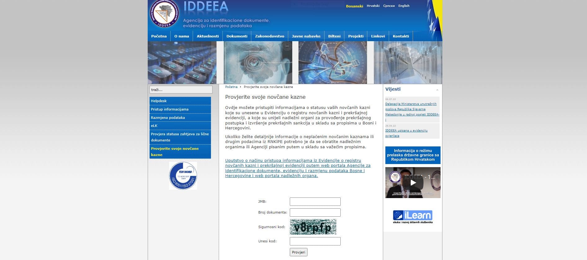 Provjerite stanje vaših novčanih kazni putem interneta