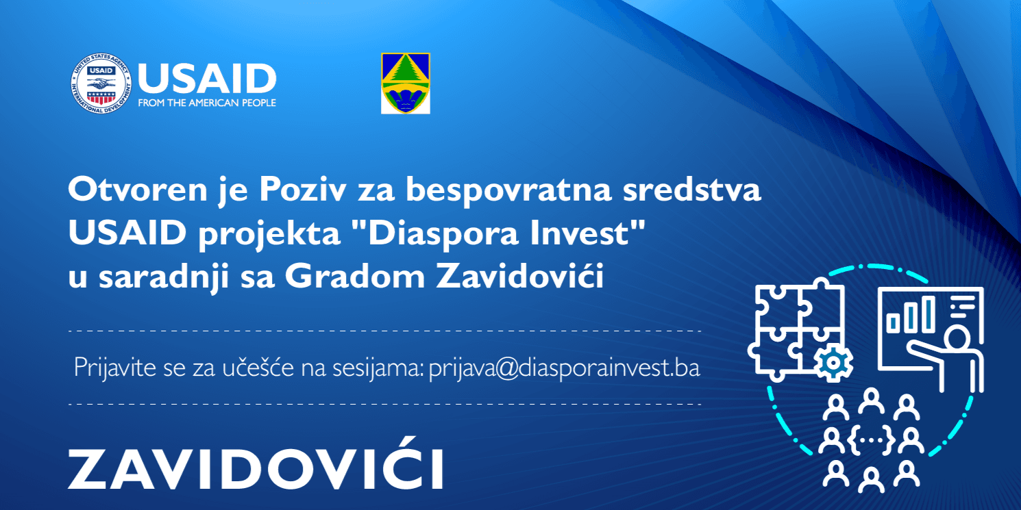 Javni poziv za bespovratna sredstva USAID projekta Diaspora Invest u saradnji sa Gradom Zavidovići