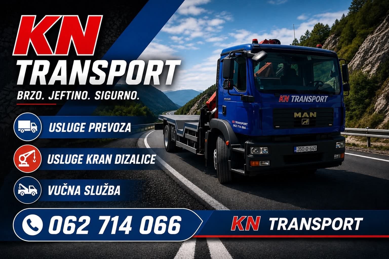 KN Transport: Usluge prevoza, kran dizalice i vučna služba